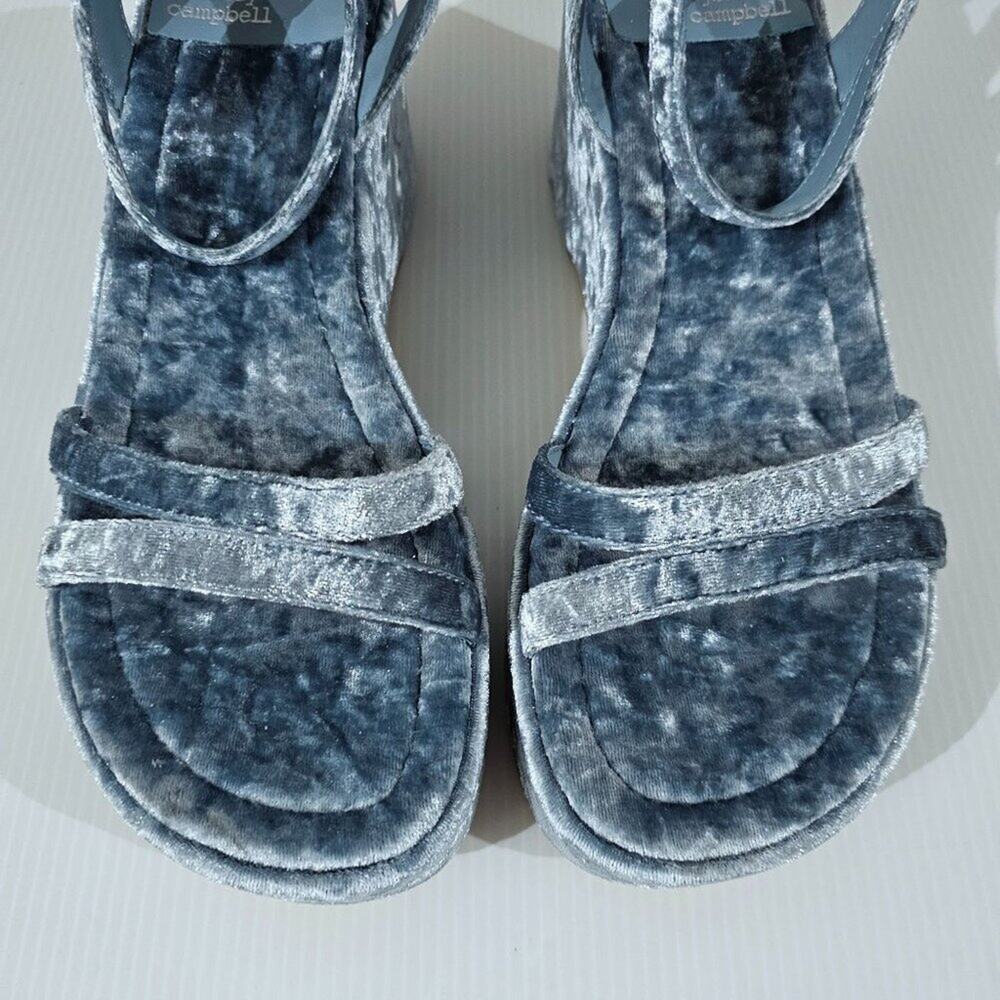 Jeffrey Campbell Activate Platform Sandal Womens 8 Blue Crushed Velvet Heels NEW - Picture 5 of 13